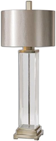 מוטב 26160-1 מנורת שולחן זכוכית דרוסטן, ברורה ושמפניה