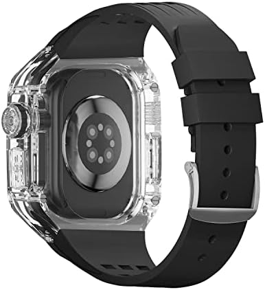 מארז שקוף יוקרתי של Gafned עבור Apple Watch Ultra 49mm Mod Kit Fluororubber Sport Strap להקה עבור Iwatch 8 Pro Ultra Chovition ערכה