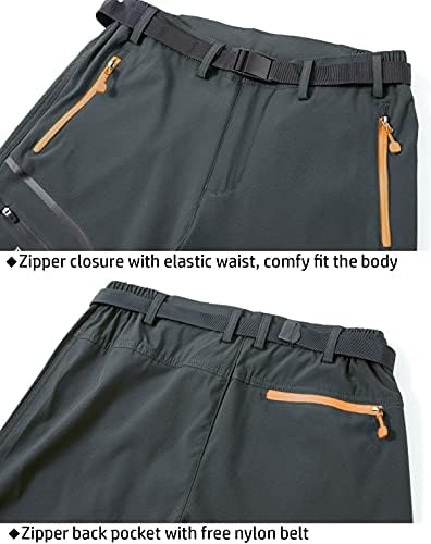 מכנסי טיול קלים של גברים קרוווריים מכנסי קמפינג מהיר מטפסים אטומים למים יבש עם כיסי רוכסן