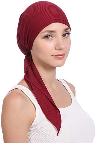 נשים בנדנה נקשרות לפני הצעיף של ראש כימו טורבן כובע שיער לכיסוי שיער שינה לנשים כובע שינה