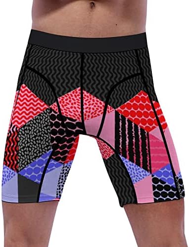 צבעוני קוביות פס דחיסת מכנסיים גברים תחתוני אתלטי ספורט קצר שכבת בסיס אימון ריצה