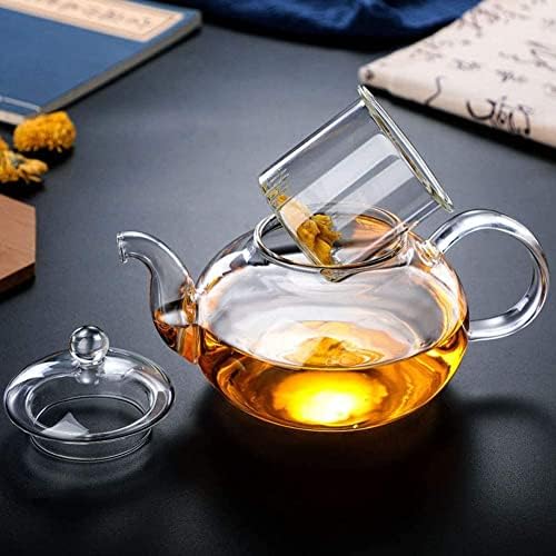 קומקום זכוכית vivoice עם infuser, סיר תה ברור כיבוש בטוח ופריחה ויצרנית תה עלים רופפת 400 מל