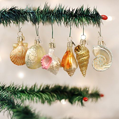 עולם ישן חג המולד מיני עיטורי זכוכית מנופחת קישוטי חג המולד עץ מגוון ים פגז סט
