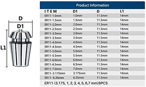 GANDE ER11 COLLET CHUCK 1-7 ממ 1/4 1/8 AA 0.008 ממ דיוק גבוה ER אביב קולט למחזיק הידוק טחינת סיביות 1 יחידות