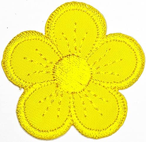 HHO תיקון סט 3 חלקים. מיני פרחים צהובים ברזל על טלאים רקומים חמניות פרח חיננית מוטיב קריקטורה מוטיב אפליקציות רקמה תפירה תפירה לילדים