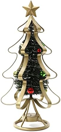 עץ חג מולד מלאכותי מקדים 1.5ft עם מסגרת מתכת שולחן שולחן שולחן 18 אינץ 'עץ חג המולד קטן עם אורן וכדור חג המולד קישוט