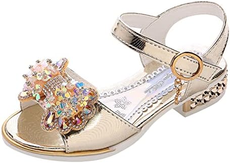 נעלי ילדים אופנה סוליות עבות עם סנדלי פרפר יהלומים בקיץ בוהן פתוחה לריקוד סטודנט סנדלי נסיכות
