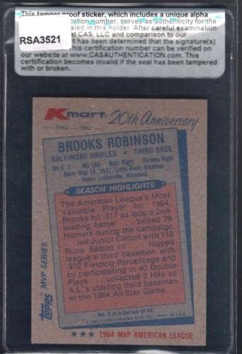 1982 K -Mart Brooks Robinson כרטיס חתימה CAS אימות RSA3521 - כרטיסי בייסבול חתימה MLB