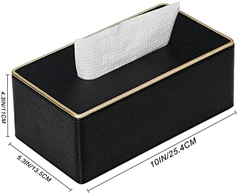 מכסה קופסת רקמות Golranlye מלבני 9.8 x 5.3 x 4.3 מעודן מודרני מעור מודרני עור מחזיק קופסא מתקן לרקמות דקורטיב חדר אמבטיה שידה