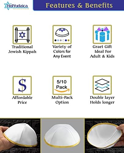 חבילת Holuidaica של 5 -PCs - HQ סאטן/פשתן/קטיפה/משי גולמי/זמש קיפה לגברים, כובע ימקה מעוצב בישראל - קיפוט בתפזורת