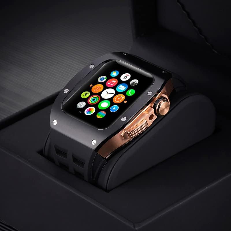 ערכת שינוי TWRQA מארז מתכת+רצועה לסדרת Apple Watch 8 7 75 ממ להקה Correa iwatch SE 6 5 4 פס 44 ממ צמיד צמיד גומי ערכה
