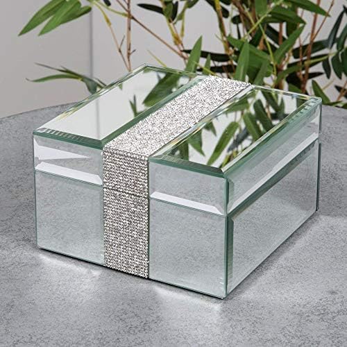 קופסת תכשיטים מזכוכית מראה זכוכית עם פס דיאמנטה