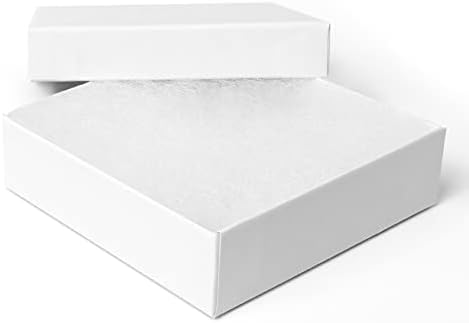 קופסאות מתנה קטנות של Batifine Macdom, קופסת תכשיטים קרטון מלאת כותנה בתפזורת ומכסים קופסת תצוגה לנשים צמיד טבעת עגיל שרשרת, 3.5x3.5x1