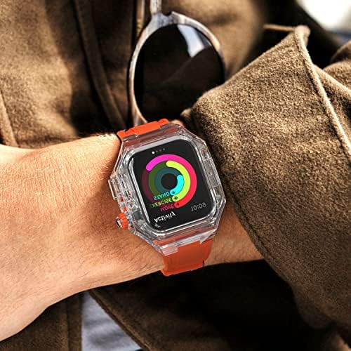 תיק ערכת מוד של Dyizu שקוף ל- Apple Watch 45 ממ 44 ממ 41 ממ 40 ממ רצועת ספורט גומי לסדרה IWatch 8 7 6 5 4 SE רצועת שעון סיליקון
