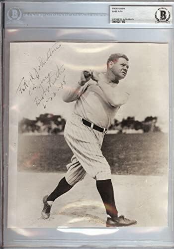 בייב רות חתמה על חתימה וינטג 'צילום ניו יורק ינקי BGs מכוסה - כרטיסי חתימה עם חתימות בייסבול