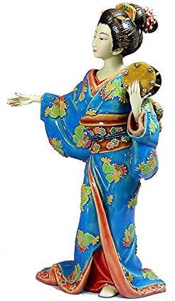 פסלון חרסינה של קימונו גיישה יפנית - אוסף בלעדי בעבודת יד מאסטר
