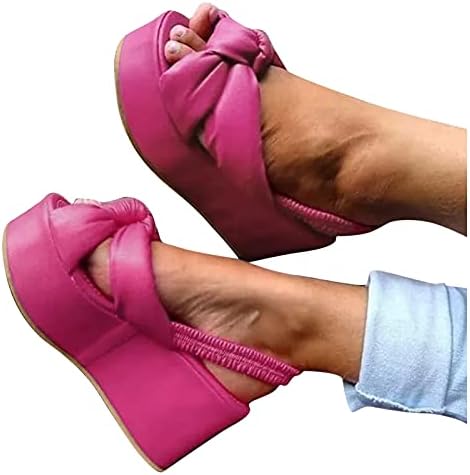 Waberce Sandals Sandals בגודל 11 Throad Toe Weabing Thoe Wedge נשים על נעליים Knotbow Slume Slip Slip Sandals Platfe Sandals Whoeds נעליים