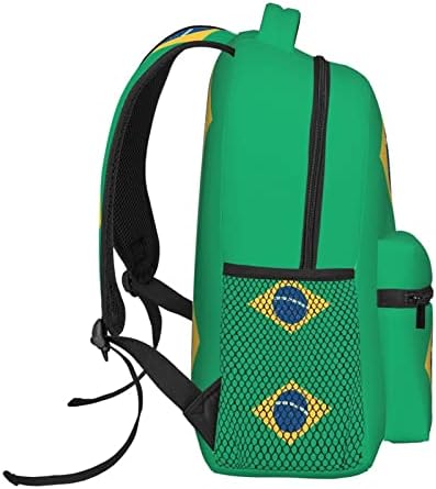 דגל ברזילאי נסיעות נייד תרמיל תרמיל לנשים תיקי ספר קלות תרמיל בית ספר לבנות לתיק גב קולג 'מתכוונן מתאים לגברים 15.6 אינץ' מחשב נייד מים