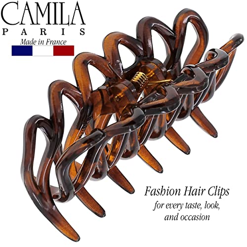 CAMILA PARIS CP3520 קטעי שיער קטנים צרפתים לנשים שיער עבה לשיער גלי מתולתל ארוך, קליפ טופר שיער בנות, סטיילינג עמיד קליפ טופר גדול לשיער