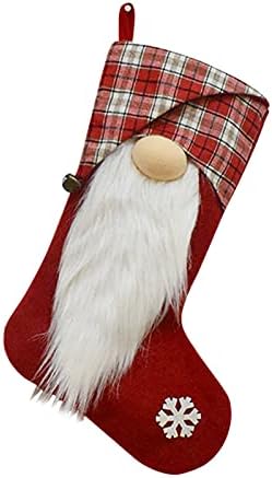 גרבי גנום לחג המולד, גנום קטיפה תלת מימדית שוודית גרביים אחים תלויים שקיות מתנה לקישוט חג חג המולד Hummingbird ויטראז 'תליית חלון תלייה