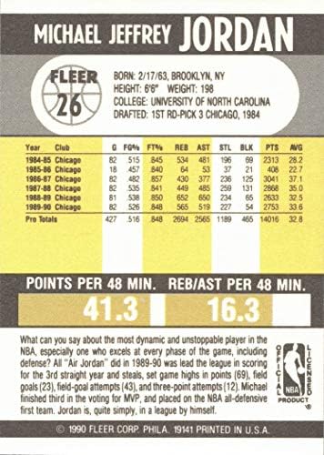 199091 פלייר 26 מייקל ג ' ורדן כדורסל כרטיס שיקגו בולס