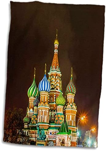 קתדרלת Basils St 3drose בכיכר האדומה במוסקבה בלילה - מגבות