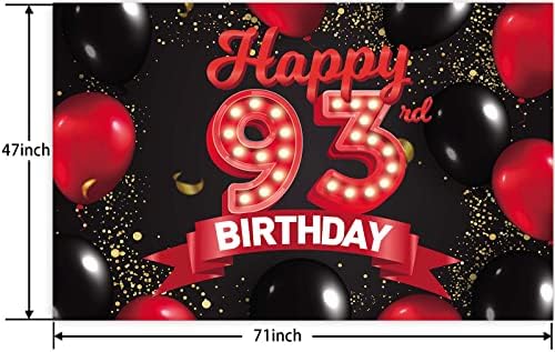 שמח 93 יום הולדת אדום ושחור באנר רקע קישוטי בלוני נושא דקור עבור בנות נשים נסיכת 93 שנים יום הולדת מסיבת יום הולדת תא צילום אבזרי אספקת