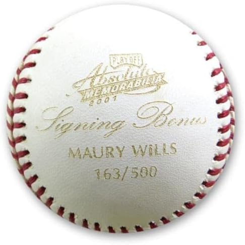 Maury Wills חתום על חתימה בייסבול דודג'רס 163/500 2001 פלייאוף מוחלט - כדורי חתימה