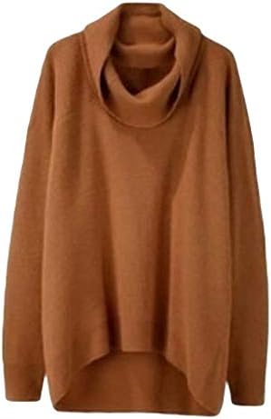 חנות Vezad אופנה רופפת סוודר סוודר נשות צווארון גבוה ומוצק סווג סוודר שרוול ארוך