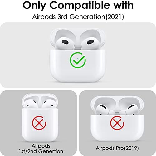 פילוטו AirPods 3 מארז, מאובטח נעילה אטומה למגן Apple Apple AirPod Cover Cover Cover TPU מגניב לאוויר תרמיל 3 מארז טעינה אלחוטית עם אביזרי