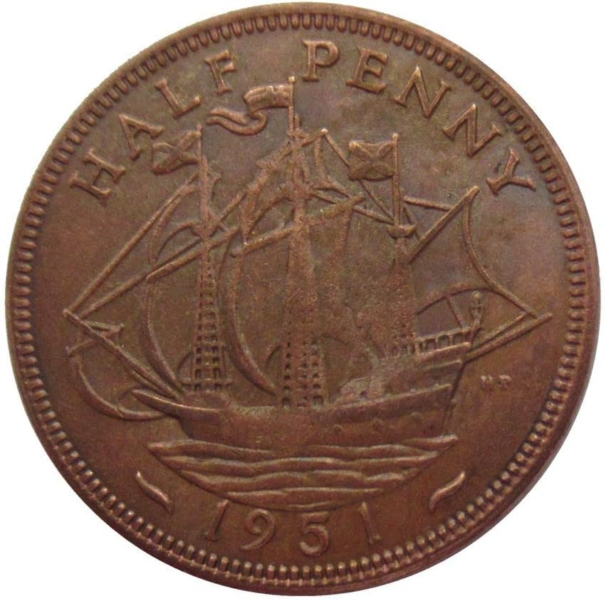 מטבעות חצי -חצי בריטיים 1949, 1950, 1951 מטבעות זיכרון העותק זר