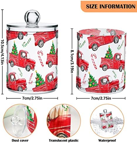 משאית אדומה לחג המולד מחזיקת ספוגית כותנה מיכלי אמבטיה צנצנות עם מכסים מכוונים כרית כותנה כרית כרית כרית עגול צנצנת לספוגית כותנה כותנה
