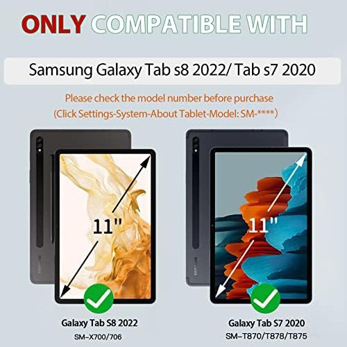 Miesherk Samsung Galaxy Tab S8 CASE 2022: כבד אטום הלם מחוספס כיסוי מגן עם מחזיק S -PEN - Kickstand - רצועת יד/כתף ללשונית S8 11 SM -x700/X706/T870/T875/T878,