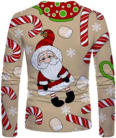 מעצב T מעצבים של Wocachi Mens 2022 חג המולד מצחיק תלת מימד הדפסת שרוול ארוך חולצה חג המולד דק -כושר צמרות אימון מזדמנים