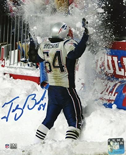 טדי ברושי ניו אינגלנד פטריוטס חתום שלג משחק 8x10 פטריוטים בוגרי COA - תמונות NFL עם חתימה