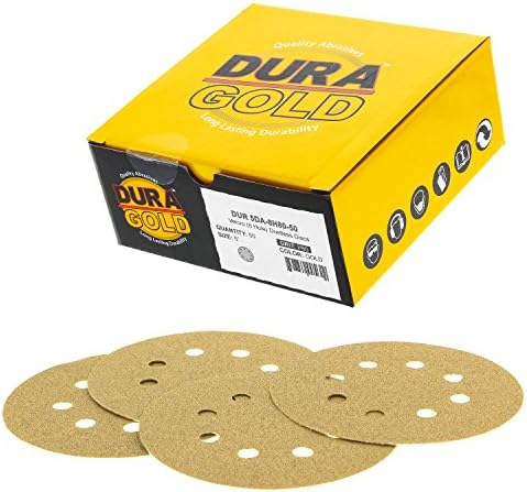 Dura-Gold 80 Grit 5 דיסקי נייר זכוכית, דפוס 8 חור וכריות ממשק צפיפות רכה