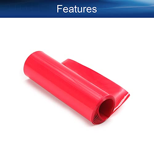 Bettomshin 1pcs אדום PVC חום מכווץ צינורות 3.28 רגל אורך 4.06 אינץ 'שטוח עבור 2x18650 סוללה