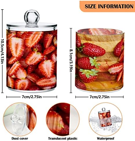 פירות תות של Umiriko מתקן מחזיקי QTIP למטפלי כותנה עם מכסים 2 חבילה, צנצנות מרקכיות לכדור כותנה 20809633