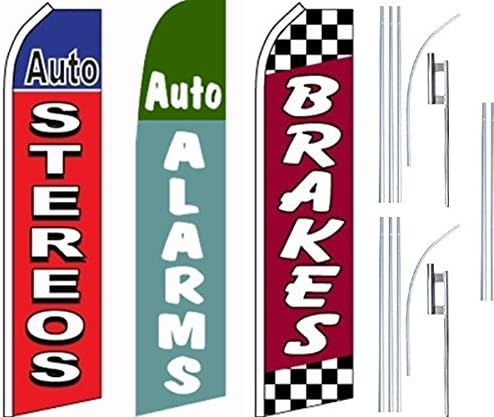 שירותי Super Shoces Super Flag 3 Pack & Poles-Auto Stereo-Auto Brakes-