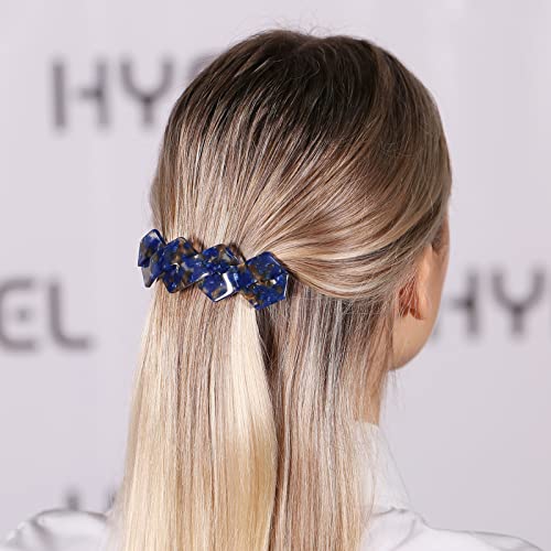 סיכות שיער גדול צרפתית קליפים רחב שיער אבזם לנשים עבה בסדר שיער אבזרים-כחול שריון צב-3 יחידות