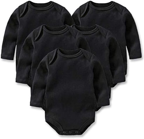 נוצץ תבואה יילוד תינוק ארוך שרוול בגדי גוף כותנה מוצק צבע 0-24 חודשים 3-חבילה סט