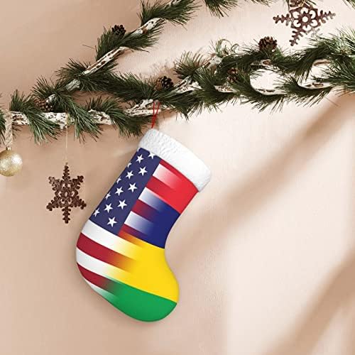 דגל אמריקה של TZT ודגל מאוריציוס דגל חג המולד, מתנות למסיבת חג חג המולד לקישוטים לחג משפחתי 18 אינץ '