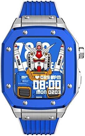 Eeomoik סגסוגת שעון רצועת מארז לסדרת Apple Watch 8 7 6 5 4 SE 45 ממ 42 ממ 44 ממ מתכת יוקרה גומי מתכת נירוסטה שעון שעון מערכה רצועת שעון