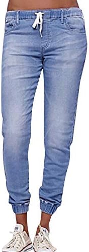 מתיחות מכנסי ג'ינס לנשים סתיו אלסטי בתוספת משיכה קצוצה מזדמנת בתוספת פלוס מכנסי מכנסי ג'ינס רחבים בגודל