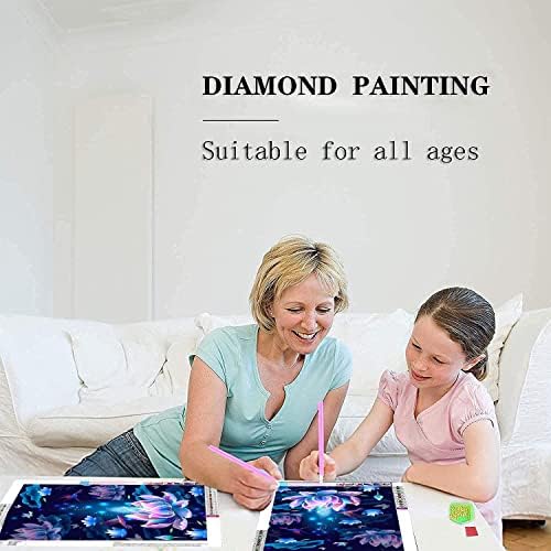 ערכות ציור יהלומים של לוטוס לוטוס למבוגרים, ערכת אמנות יהלומים של 5D פרחים למתחילים, ערכת נקודות יהלום מלאות של DIY עם Diamond Gem Art