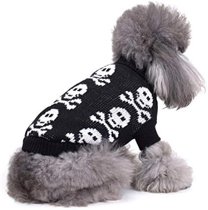 S -Lifeeling Skull Sweater Sweater Bhalloween Bidge Grastic בגדי חיות מחמד רכים בגדי כלב נוחים - שחור, xl