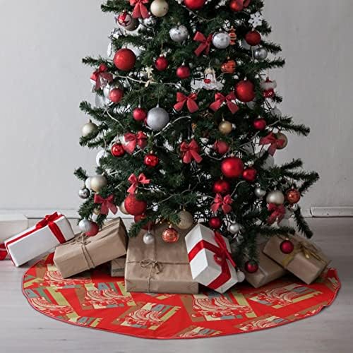 החלקה על גלגיל רטרו עץ חג המולד חצאית רכה קטיפה אדומה מכוסה למסיבת חג המולד קישוטים חגיגיים מקורה בחוץ