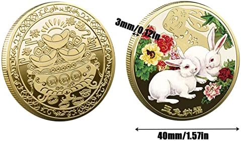2023 מטבעות ארנב ראש השנה הסיני, עיצוב שנת גלגל המזלות הסיני תמורת כסף אושר מזל טוב בריאות עושר שלום אוסף שגשוג מתנה למזכרת