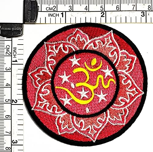 קלינפלוס מעגל אדום לוטוס אום אום אוהם הינדואיזם יוגה תיקוני מדבקת אמנויות תיקון סימן סמל תלבושות חולצה מעילי ג ' ינס כובעי תרמילי אפליקציה