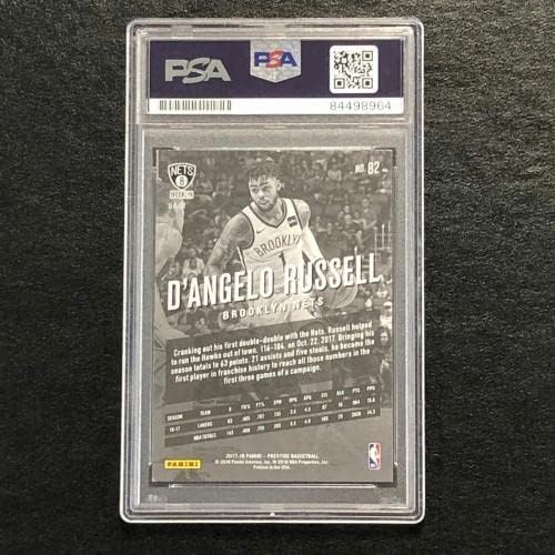 2017-18 Panini Prestige 82 D'Angelo Russell Card חתום Auto PSA Slabped Nets - כרטיסי טירון של כדורסל